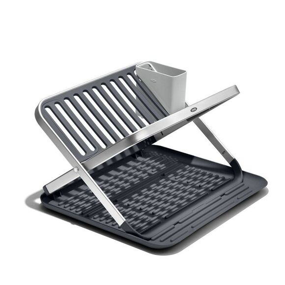 OXO - OXO Compact Folding Dish Rack Silver - Picture 1 of 9